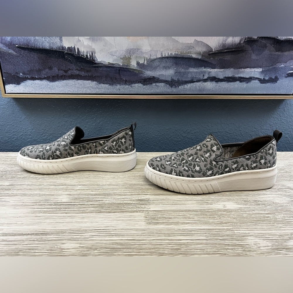 Sofft Gray Leopard Print Slip-On Sneakers
